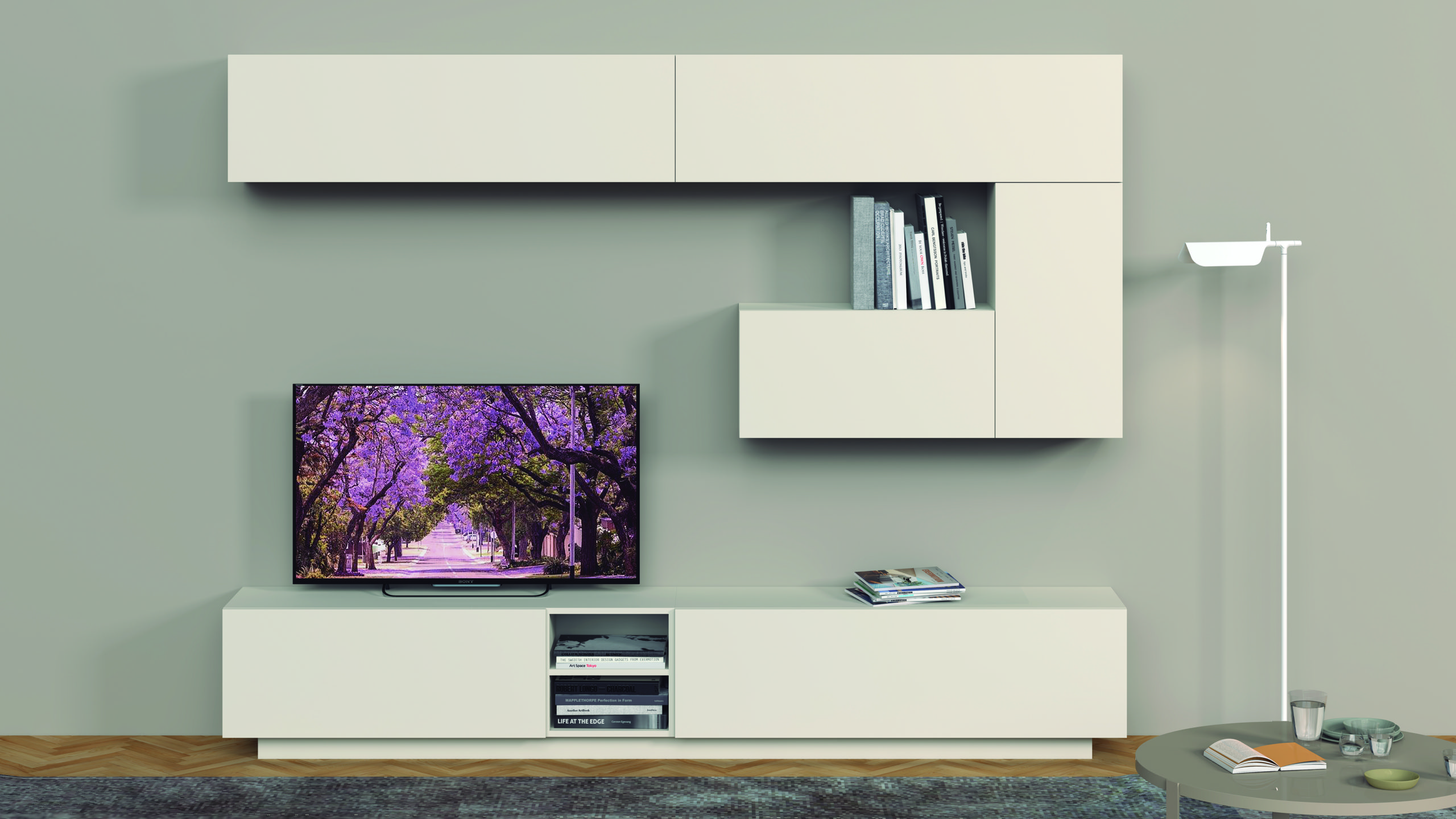 Mueble TV color piedra -Palisandro Interiorismo