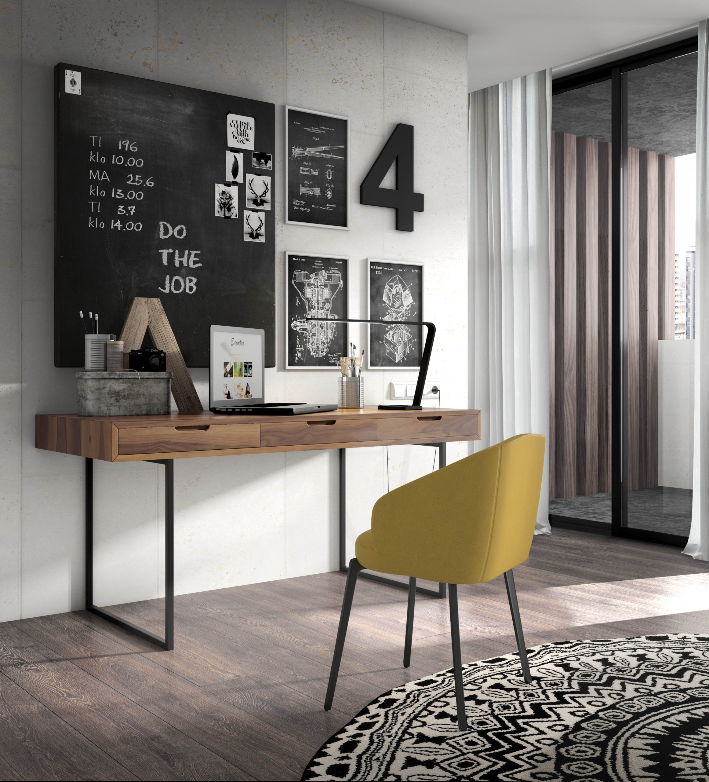 Escritorio de estilo industrial -Palisandro Interiorismo