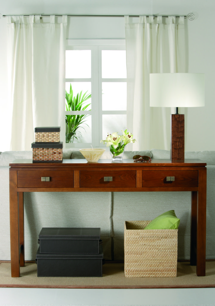 Consola de madera con tres cajones -Palisandro Interiorismo