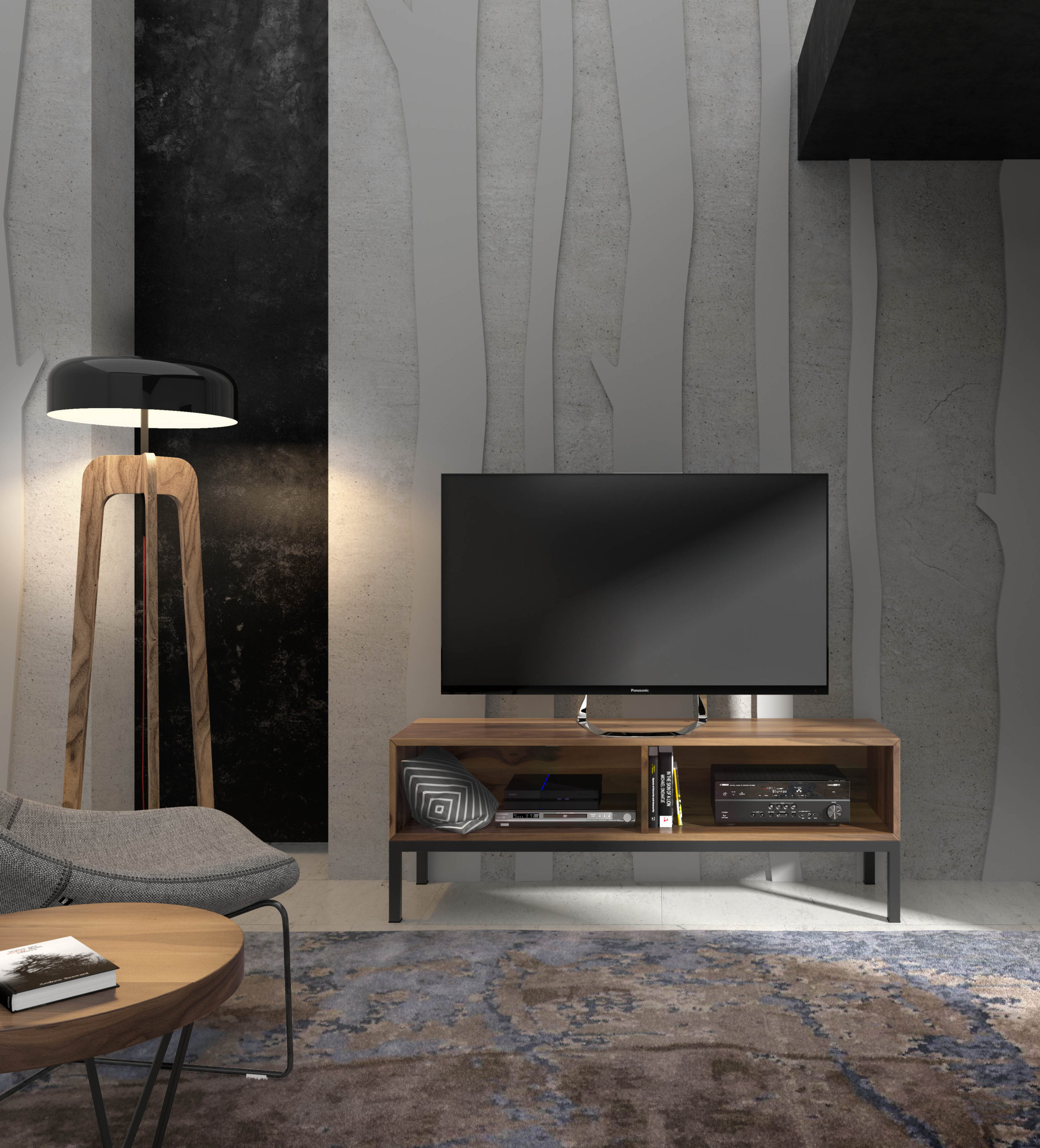 Mueble de TV de madera y hierro -Palisandro Interiorismo